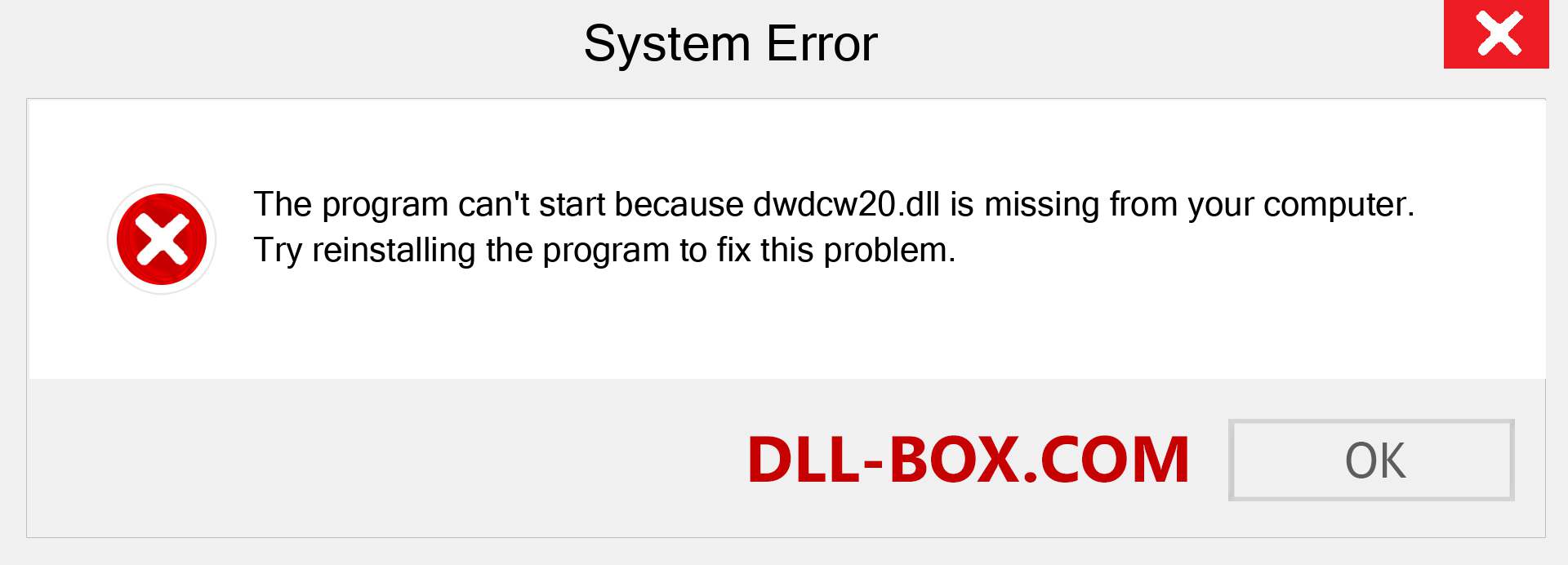  dwdcw20.dll file is missing?. Download for Windows 7, 8, 10 - Fix  dwdcw20 dll Missing Error on Windows, photos, images